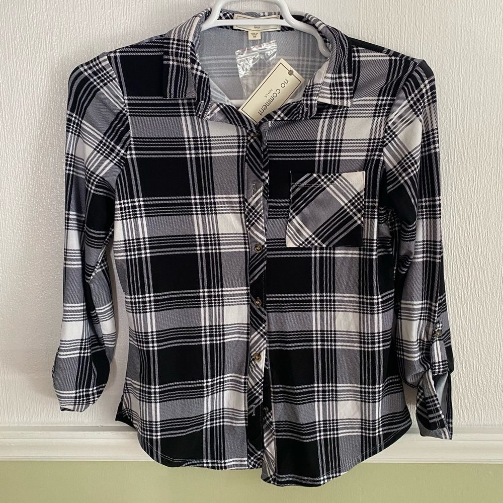 NWT Black and White Button Up Flannel